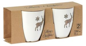Set 2 cani Christmas din ceramica alba 8 cm - modele diverse