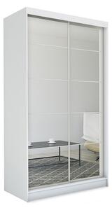 Dulap cu uși glisante și oglindă MARISA, alb, 150x216x61