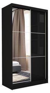 Dulap cu uși glisante și oglindă BIBIANA, negru, 150x216x61