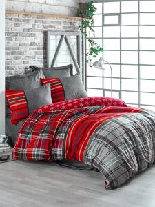 Lenjerie pat 1 persoana bumbac 100% ranforce, Cotton Box, Santa Grey