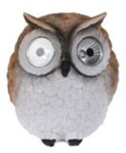 Lampa solara Owl, 14x14.5x15.5 cm, poliston, maro
