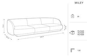 Canapea gri cu tapițerie din catifea 259 cm Miley - Micadoni Home