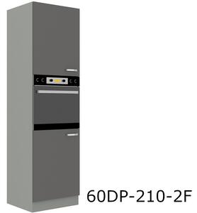 Corp bucătărie încorporat înalt GRISS 60 DP-210 2F, 60x210x57, gri/gri luciu