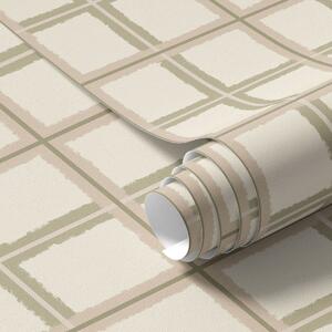 Tapet Model cu dungi subțiri, în nuanțe de bej și verde discret, Tapet abstract, a01267 : Uwalls.ro