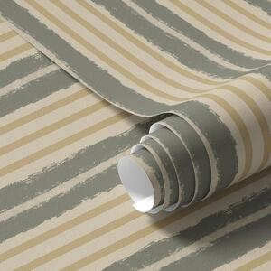 Tapet Dungi verticale texturate, de culoare bej și gri-verde, Tapet geometrie, Tapet dungi, a01268 : Uwalls.ro