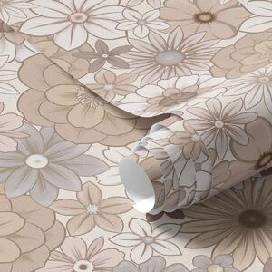 Tapet Model floral dens, în nuanțe pastelate delicate, Tapet flori, a01269 : Uwalls.ro