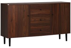 HOMCOM Bufet modern pentru sufragerie, hol din lemn si PAL cu 2 dulapuri si 3 sertare, 127x40x76 cm, maro si negru | AOSOM RO