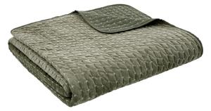 Cuvertură verde matlasată din catifea 240x260 cm Attica Velvet Embroidered – Bianca