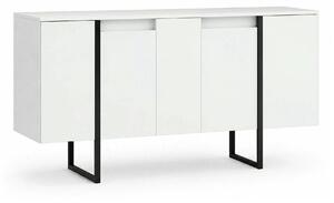 Comoda Luxe, alb/negru, PAL melaminat/metal, 160x35x80 cm