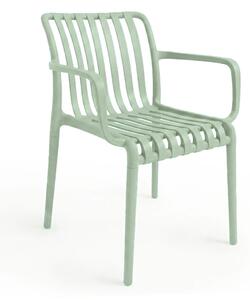 Scaun din plastic TREGO cu brate, verde