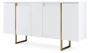 Comoda alba ingusta LUXE, PAL melaminat/metal, 160x35x80 cm