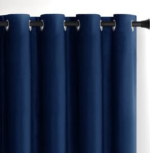 Draperie albastru-închis dimout (semi-opacă) din catifea 140x245 cm Eyelets – Restilo