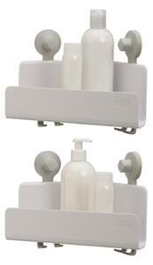 Set 2 rafturi pentru baie albe de colț autoadezive din plastic EasyStore - Joseph Joseph