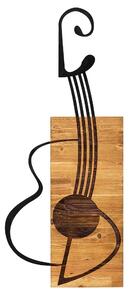 Decoratiune perete GITAR, stejar/negru, metal/lemn, 39x3x93 cm