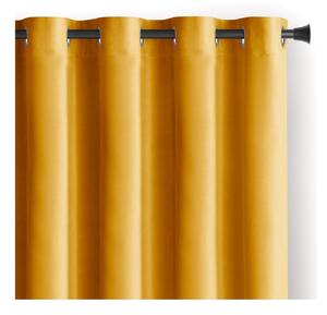 Draperie galbenă dimout (semi-opacă) din catifea 140x245 cm Eyelets – Restilo