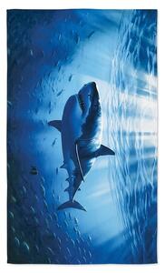 Prosop XXL de plaja cu uscare rapida SHARKON albastru 150 x 210 cm, 100% microfibra