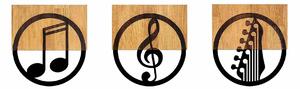 Decoratiuni perete JUST MUSIC - 334, negru/stejar, metal/lemn, 25x3x27