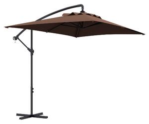 Outsunny Umbrelă Suspendată cu Orificii de Ventilaţie, Bază în Cruce şi Manivelă, 3x2 m, Maro | Aosom Romania