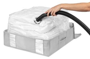 Cutie de depozitare pentru haine din material textil cu vacuum/cu pereți întăriți 56x56x16,5 cm Granit – Compactor