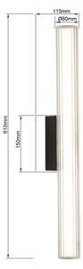 Lampă LED pentru oglindă de baie LINEA, 12 W, 230 V, 3000/4000/6000 K, IP44, 61 cm, negru
