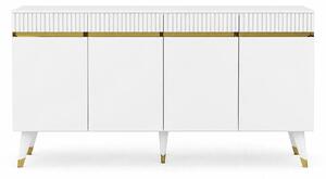 Comoda Defne, alb/auriu, PAL melaminat, 150x40x80 cm