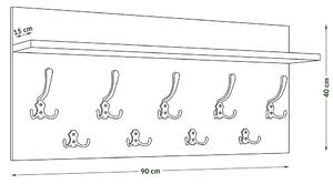 Mazzoni FINLO Antracit (gri închis)/mânere Cromate Lucioase - CUIER DE PERETE MODERN CU RAFT PENTRU HOL 90 și 70 cm