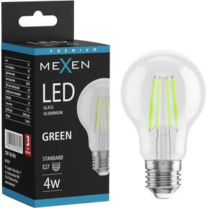 Mexen Vintis, bec LED cu filament E27, A60, 4 W, verde, transparent, L150-E27-04XX-46