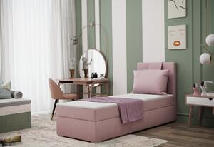 Pat tapitat boxspring MIRANDA + topper, 90x200, soro 61, dreapta