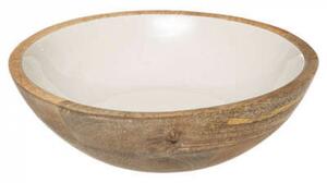 Bol pentru salata din ceramica si lemn mango, 24 cm diametru, Secret
