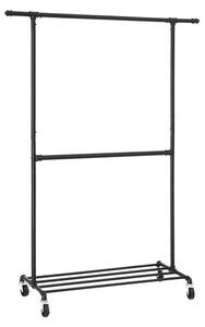 Raft de haine multifunctional negru pe roti RALVO