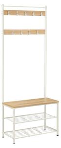 Perete de hol TIMI cu dulap pentru pantofi 170x75 cm, stejar/alb