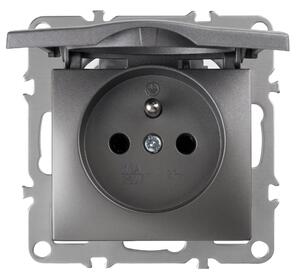 Priză simplă cu împământare și clapetă OSTE JNH005-G Grey
