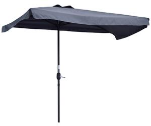 Outsunny Umbrelă Compactă Semicirculară cu Manivelă, Ideală pentru Spații Mici, 230x130x249cm, Gri | Aosom Romania