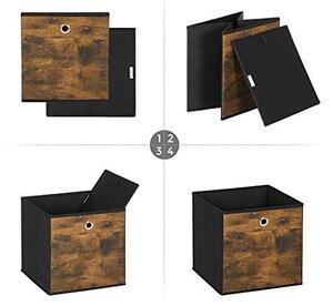 Set 6 cutii de depozitare, Songmics, Negru, 30x30x30 cm