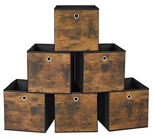 Set 6 cutii de depozitare, Songmics, Negru, 30x30x30 cm