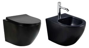 Set vas WC si bideu suspendat, Fluminia Ricci, negru mat