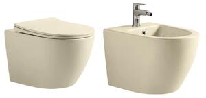 Set vas WC si bideu suspendat, Fluminia Ricci, cappuccino