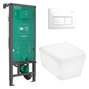 Set complet vas WC suspendat Hansgrohe EluPura Q, cu spălare AquaFall Flush, cu rezervor si clapeta