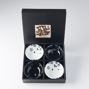Set de castroane Negru & alb Sakura 100 ml 4 buc MIJ