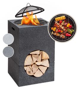 Blumfeldt Monolith, vatră cu grătar, MGO și carcasă din oțel, inclusiv protecție împotriva scânteilor