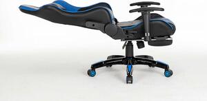 RESIGILAT-Scaun gaming, funcție șezlong, 180 grade, suport picioare, SIG 036, Negru/Albastru