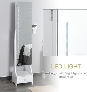 HOMCOM Dulap pentru Bijuterii Reglabil cu Oglindă și Lumini LED, Spațiu Amplu de Depozitare, Design Elegant | Aosom Romania