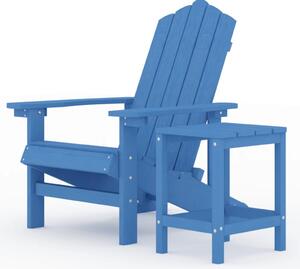 Scaun grădină Adirondack cu masă, albastru marin, HDPE