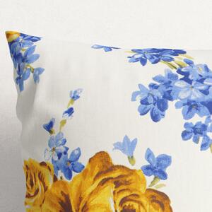Goldea față de pernă din bumbac mestral - model 007 trandafiri cu flori albastre 40 x 40 cm