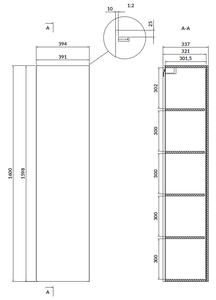 Dulap baie suspendat Cersanit Larga, o usa, 160 cm, alb, montat Alb