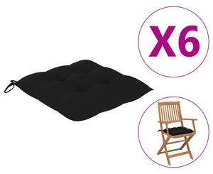 Perne de scaun, 6 buc., negru, 40 x 40 x 7 cm, textil
