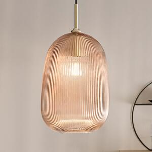 Luce Ambiente Design Lampă suspendată DUKE, culoare chihlimbar, Ø 21 cm, sticlă, reglabil, Maro / Rugină, Camera de zi / sufragerie, Sticlă