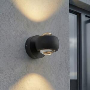 Lindby Proiector LED de exterior Focra, negru, 2 becuri, CCT, IP54, Negru, Metal