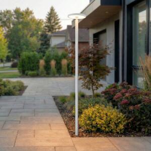 Lucande Lampă de exterior cu LED Akito, albă, înălțime 260 cm, IP54, Alb, Aluminiu, Modern