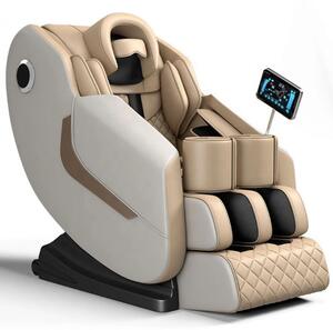 Fotoliu de Masaj GAIUS ULTRA PREMIUM – Tehnologie, Relaxare și Eleganță - AI Voice, Incalzire, Zero Gravity, difuzoare Bluetooth, Bej